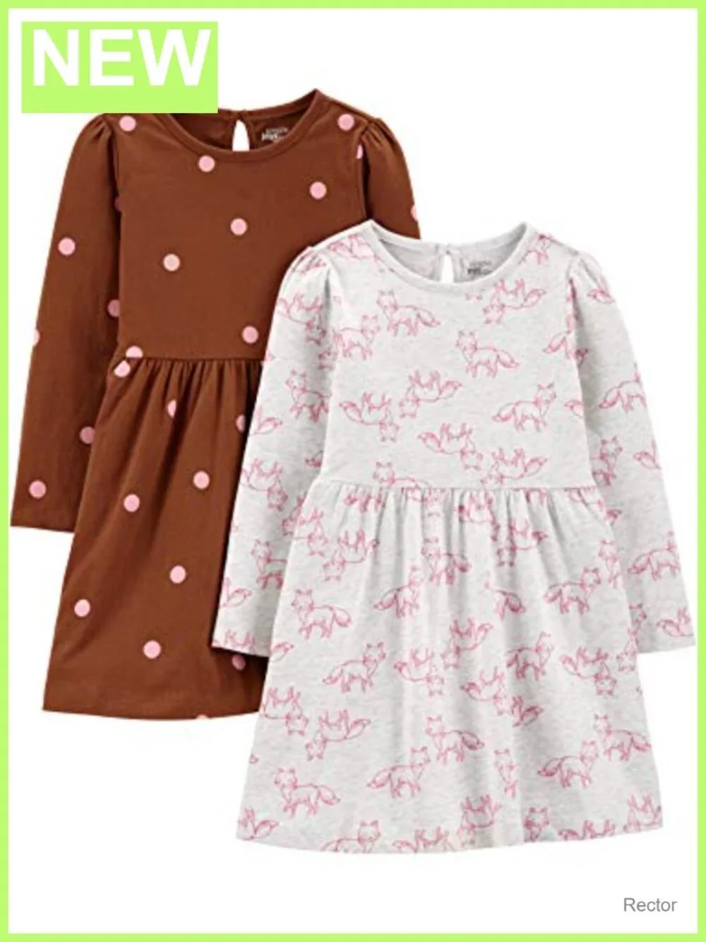 Girls 2-Pack Long-Sleeve Dress Set Stretch A-Line Ruffle Casual